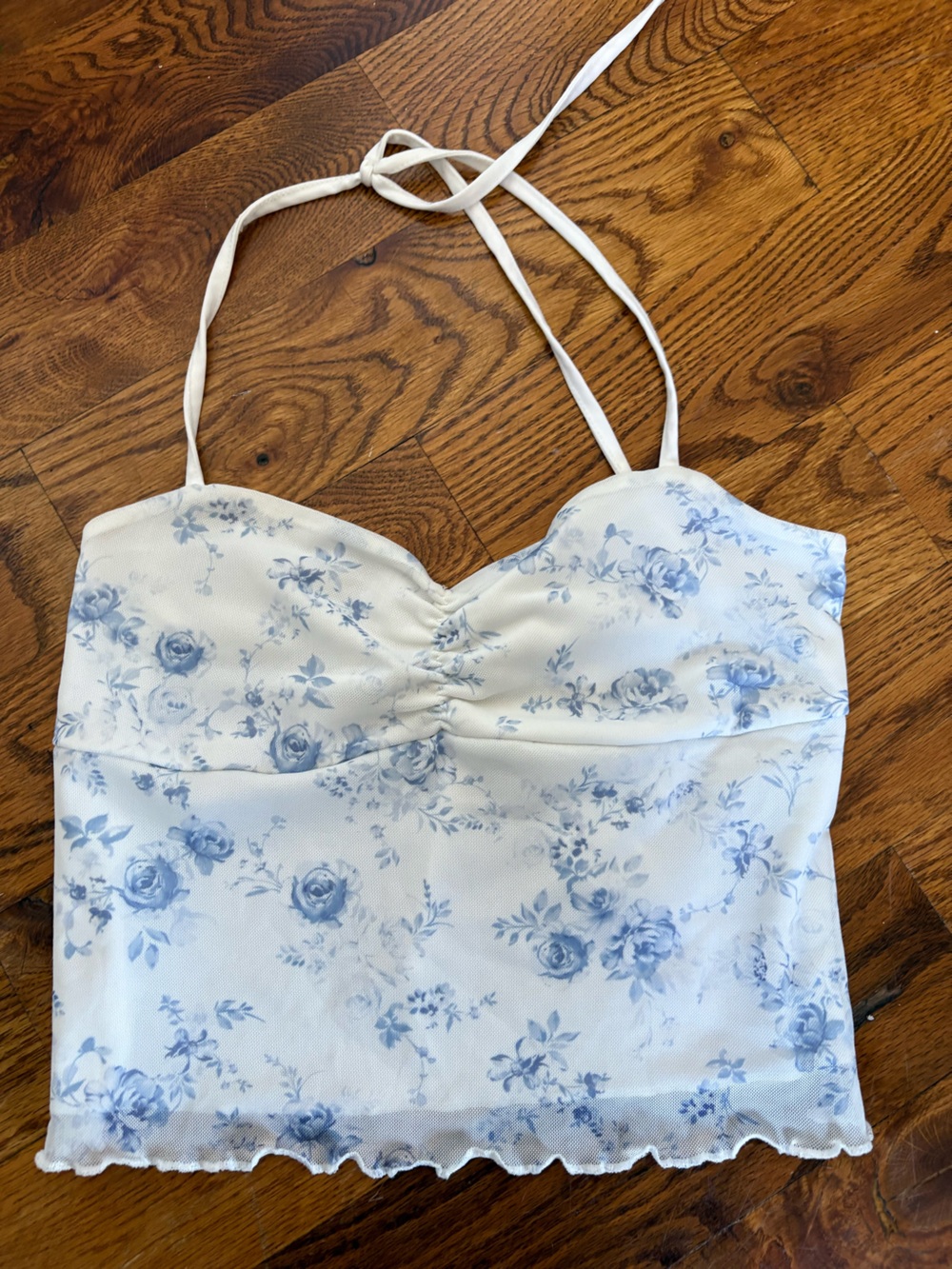 Edikted White Camisole with Blue Floral Print